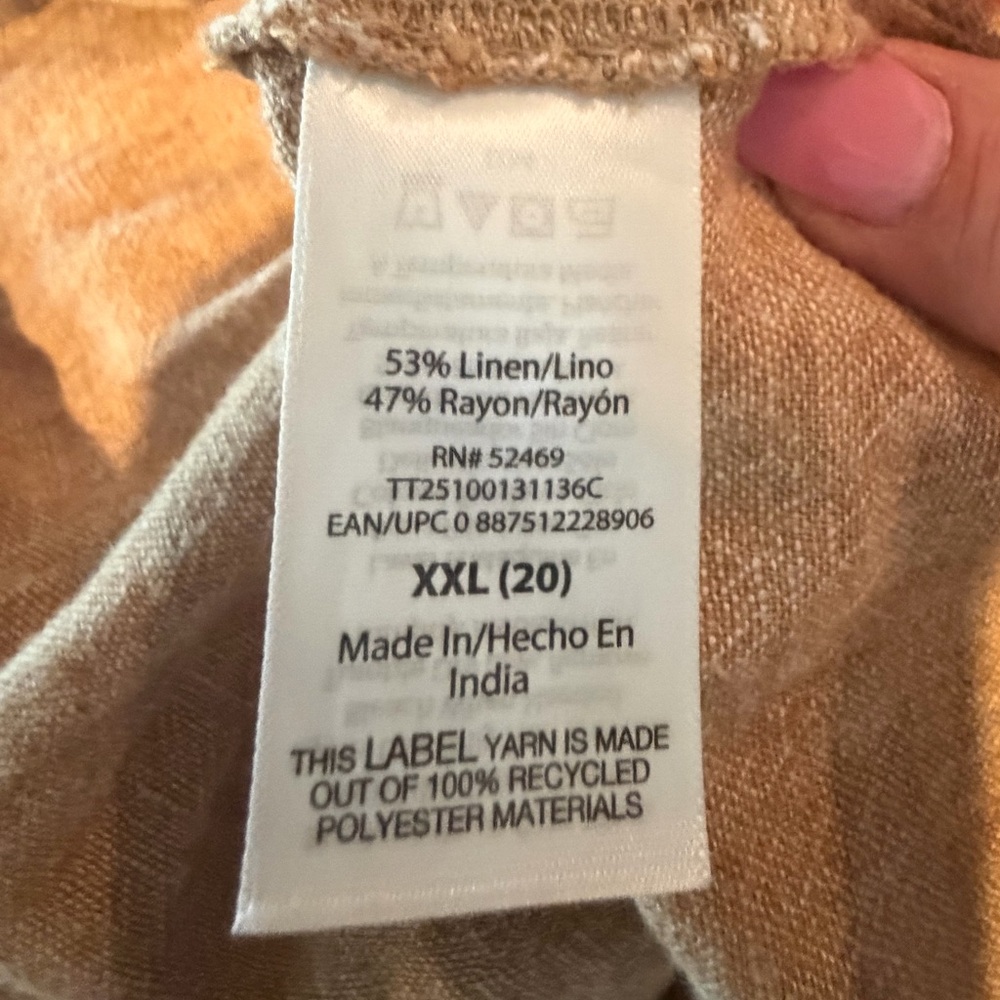Time and Tru Button-Front Beige Linen Midi Dress - Picture 6 of 6